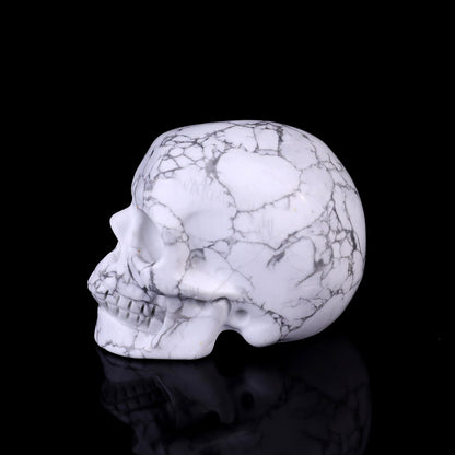 2.2" Howlite Hand Carved Crystal Realistic Skull Sculpture