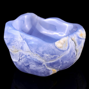 3.6" Blue Chalcedony Hand Carved Crystal Bowl