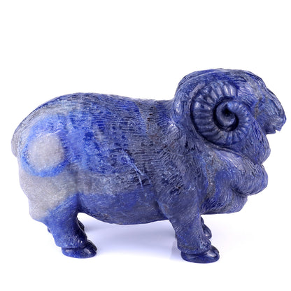 6.7" Blue Aventurine Hand Carved Crystal Sheep Sculpture