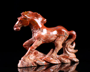 6.5" Red Jasper Hand Carved Crystal Horse Sculpture