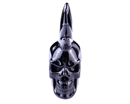 3.6" Black Obsidian Hand Carved Crystal Realistic Punk Skull Sculpture