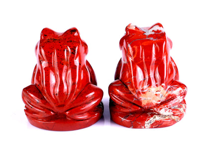 Natural Red Jasper Hand Carved Crystal Frog Sculpture