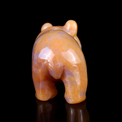 2.9" Chalcedony Hand Carved Crystal Panda Sculpture