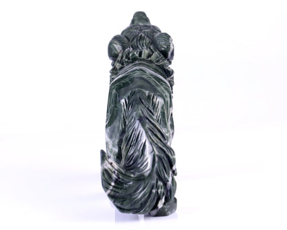 8.7" Jiulong Jade Hand Carved Crystal Wolf Sculpture