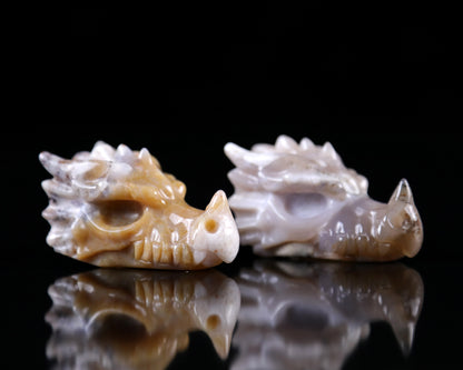 2.5" Chalcedony Hand Carved Crystal Dragon Skull Sculpture