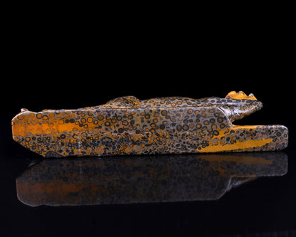 Amazing 7.6" Leopard Skin Jasper Hand Carved Crystal Leopard Sculpture
