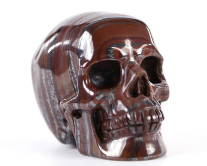 3.0" Tiger Iron Eye Hand Carved Crystal Realistic Skull Sculpture