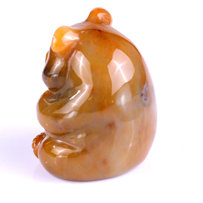 1.9" Chalcedony Hand Carved Crystal Panda Sculpture