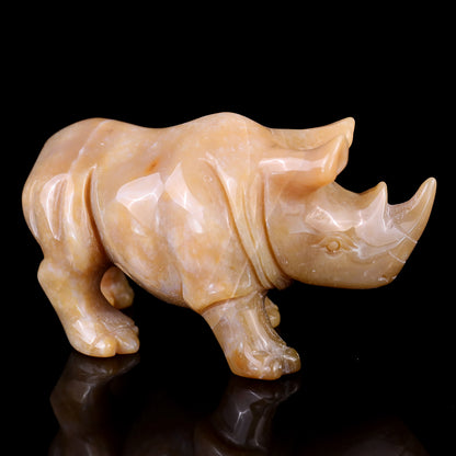 4.1" Chalcedony Hand Carved Crystal Rhinoceros Sculpture