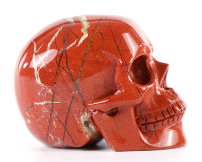 3.0" Red Jasper Hand Carved Crystal Realistic Skull Sculpture