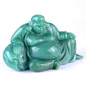7.5" Green Aventurine Hand Carved Crystal Buddha Sculpture