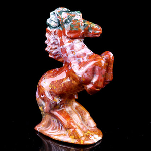 3.0" Indian Agate Hand Carved Crystal Horse Sculpture