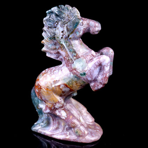 3.0" Indian Agate Hand Carved Crystal Horse Sculpture