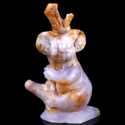 4.7" Chalcedony Hand Carved Crystal Koala Sculpture