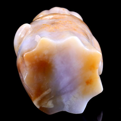 3.1” Natural Chalcedony Hand Carved Crystal Pumpkin Ghost Sculpture, Halloween Gift