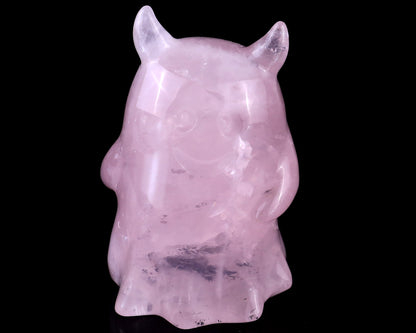 3.0” Natural Rose Quartz Hand Carved Crystal Ghost Sculpture, Halloween Gift