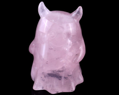 3.0” Natural Rose Quartz Hand Carved Crystal Ghost Sculpture, Halloween Gift