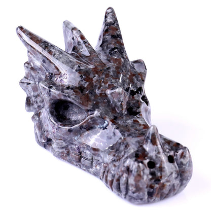 4.2" Yooperlite Hand Carved Crystal Dragon Skull Sculpture
