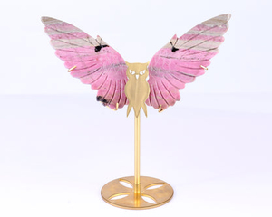 5.0" Rhodonite Hand Carved Crystal Owl Wings Sculpture