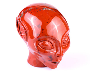 3.8" Red Jasper Hand Carved Crystal Elf Alien Sculpture