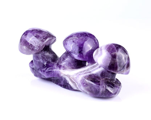 5.6" Dream Amethyst Hand Carved Crystal Mushrooms Sculpture
