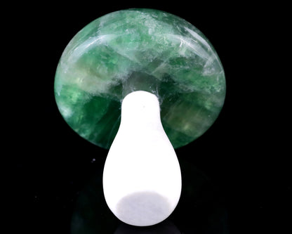 80mm Fluorite Hand Carved Crystal Mushroom Sculpture