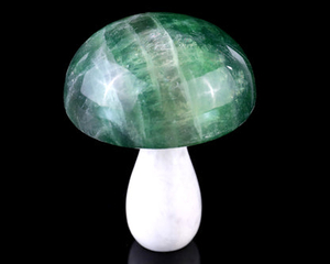 80mm Fluorite Hand Carved Crystal Mushroom Sculpture
