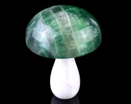 80mm Fluorite Hand Carved Crystal Mushroom Sculpture
