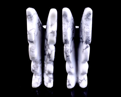 3.0" Howlite Hand Carved Crystal Flower Faerie Sculpture