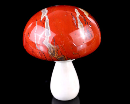 80mm Red Jasper Hand Carved Crystal Mushroom Sculpture