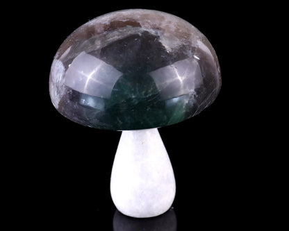 77mm Fluorite Hand Carved Crystal Mushroom Sculpture