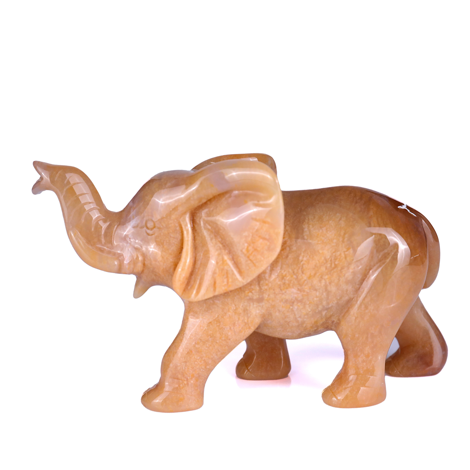 Yellow Chalcedony Crystal Crafts Elephant Statues