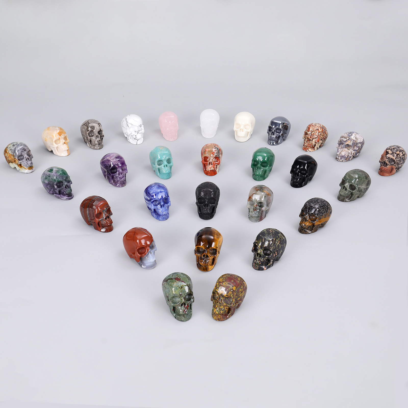 Wholesale Natural Gemstone Skull Bone Carving Healing Quartz Stone Crystal Crafts Collectible Decor for Souvenirs