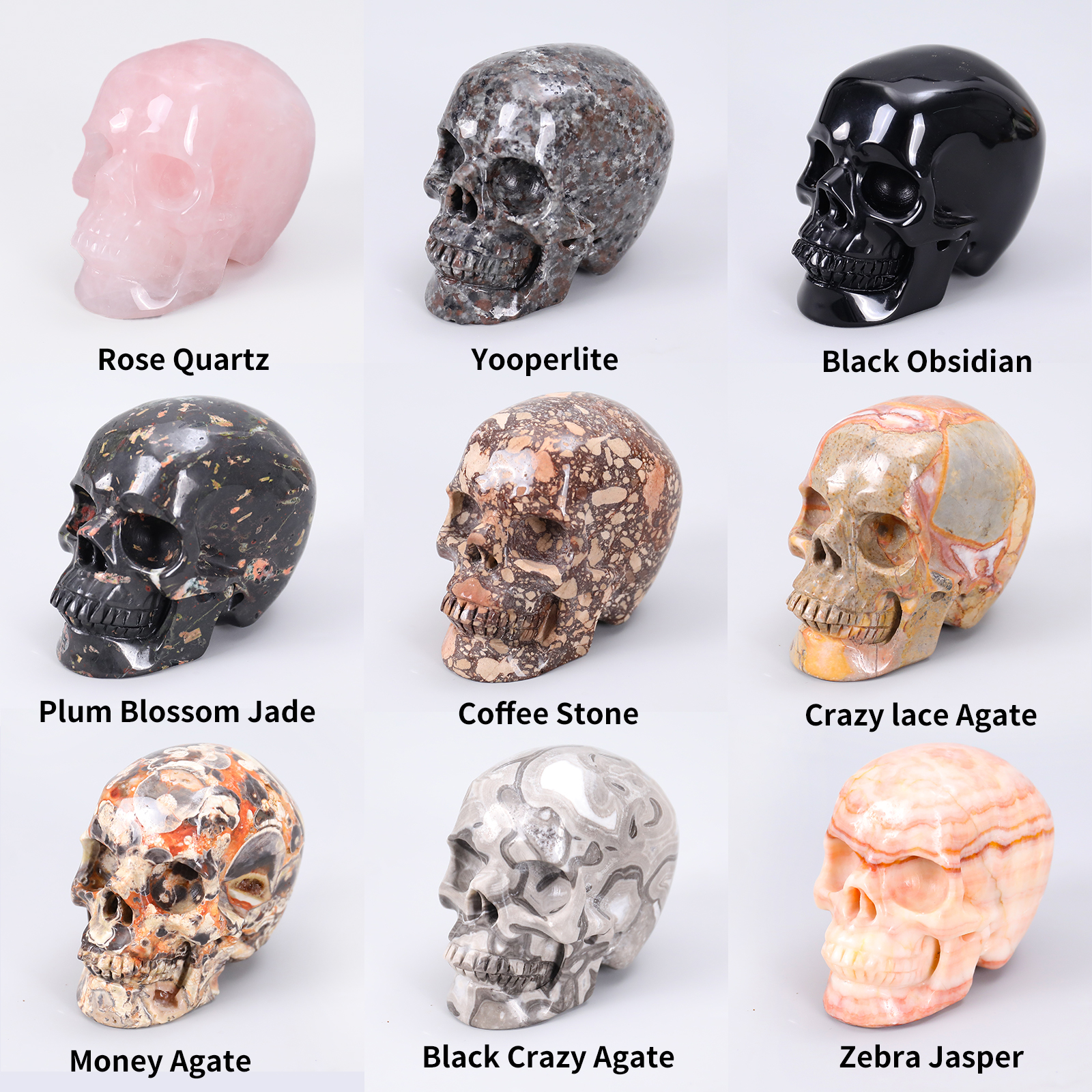 High Quality 4.5 Inch Natural Realistic Crystal Skull Fine Art Sculpture Hand Carved Large Skulls Carving Crafts Home Decoration