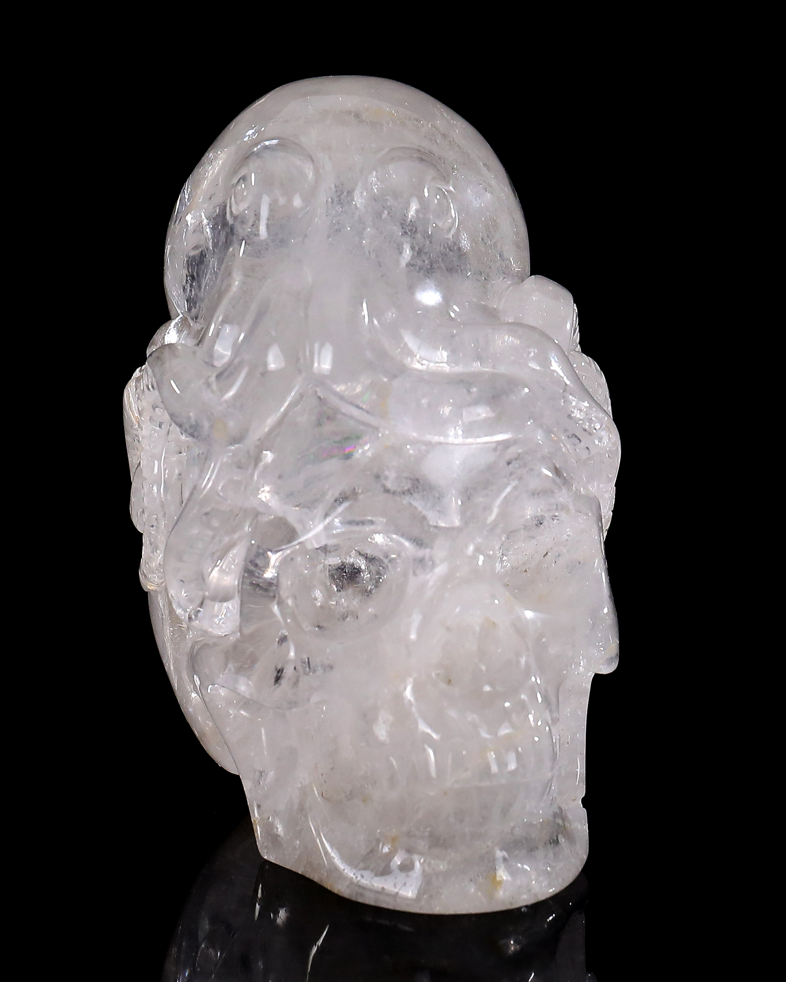 4-inch Hand Carved Clear Quartz Octopus Skull - Natural Crystal Sculpture for Luxury Display & Spiritual Energy