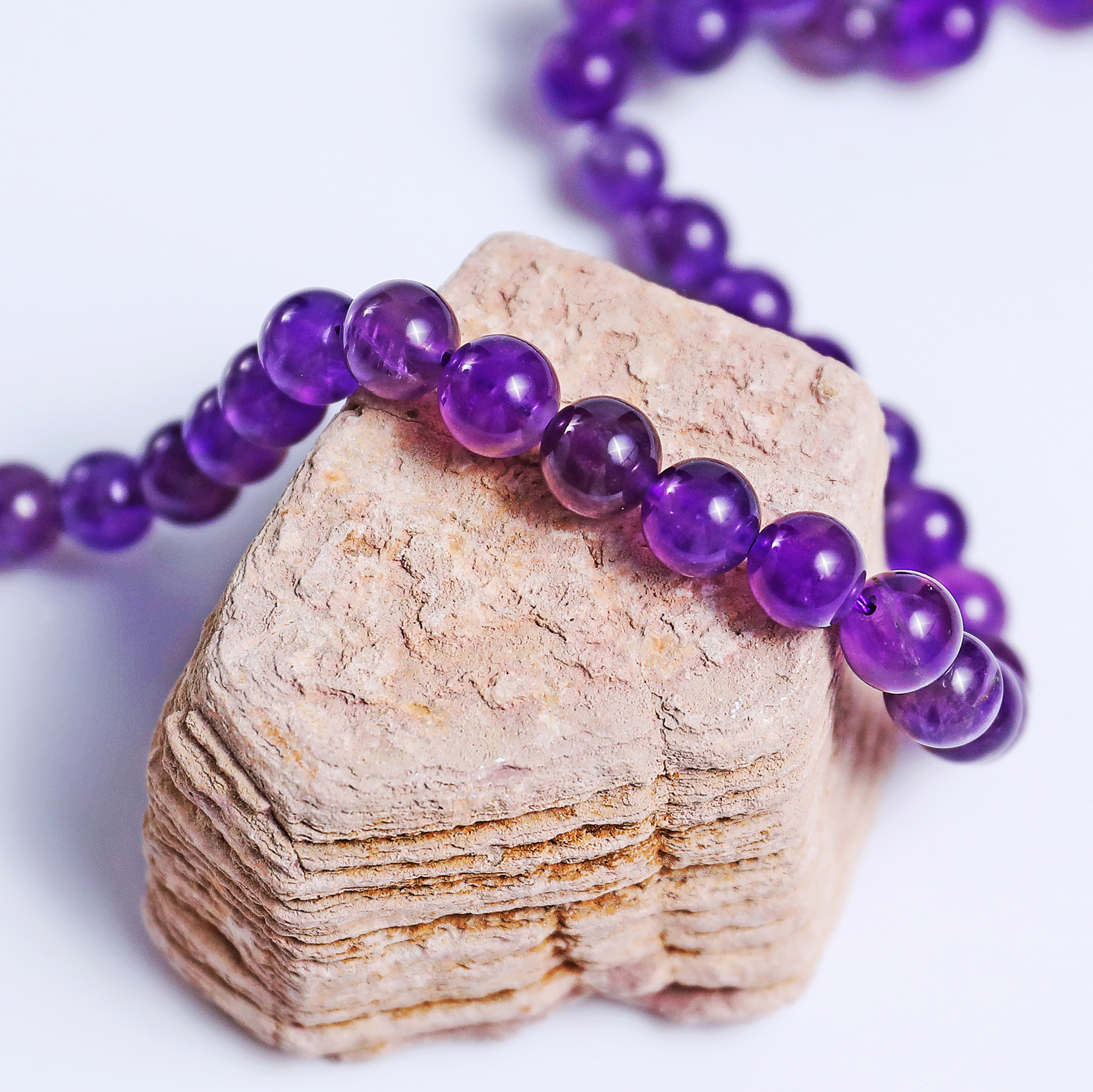 Natural Amethyst Crystal Bead Bracelet,Healing Energy Bracelet
