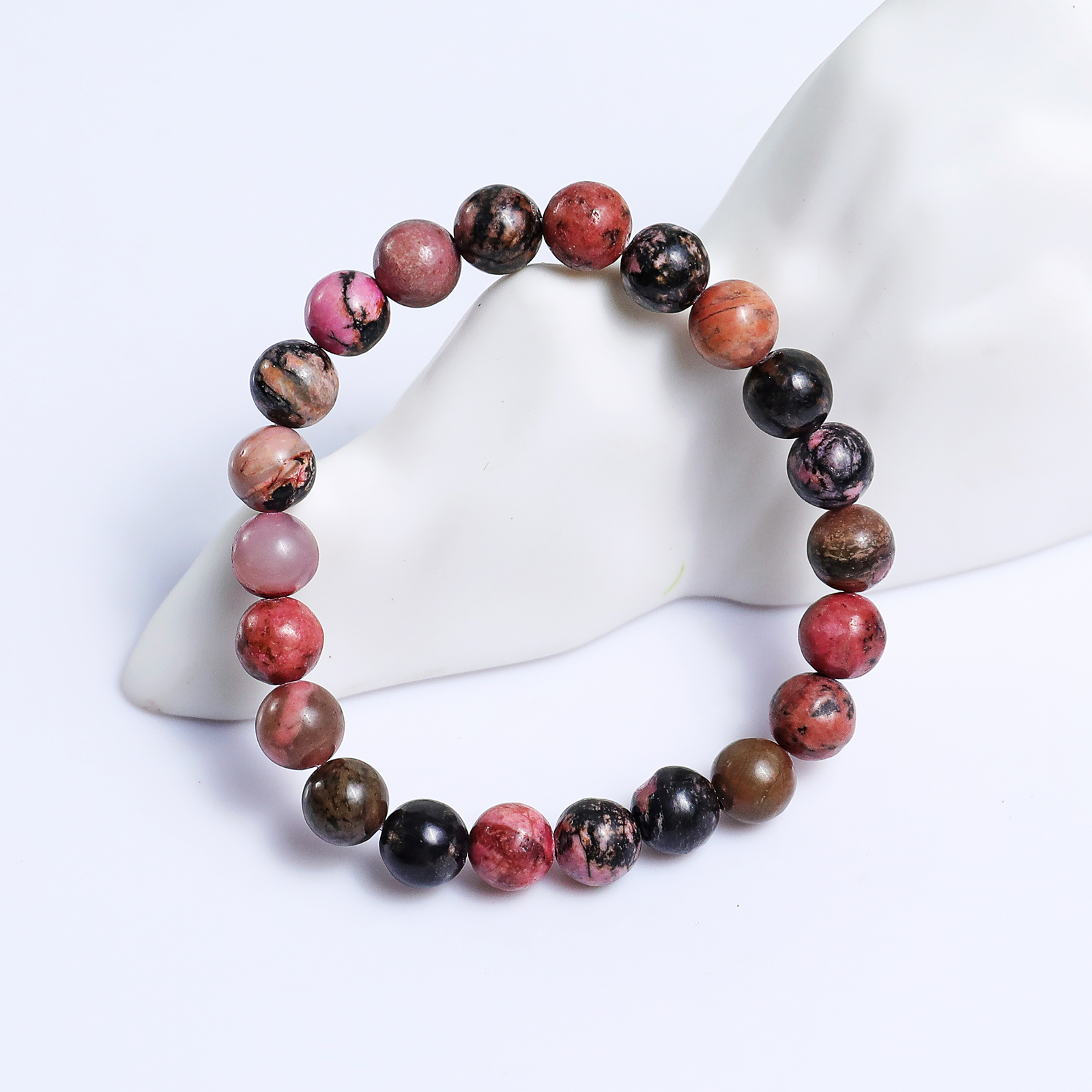 Natural Rhodonite Crystal Bead Bracelet,Healing Energy Bracelet