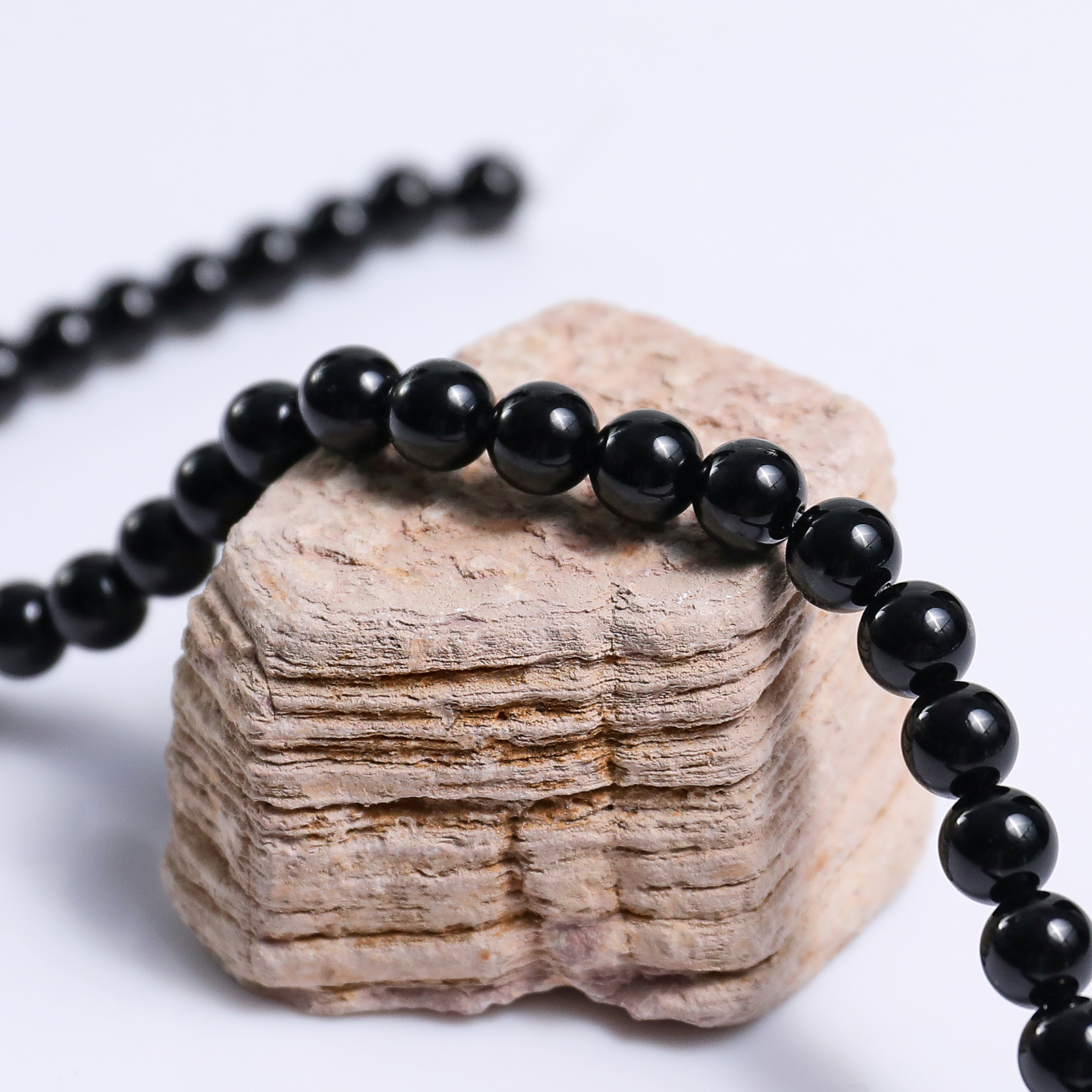 Natural Black Obsidian Crystal Bead Bracelet,Healing Energy Bracelet