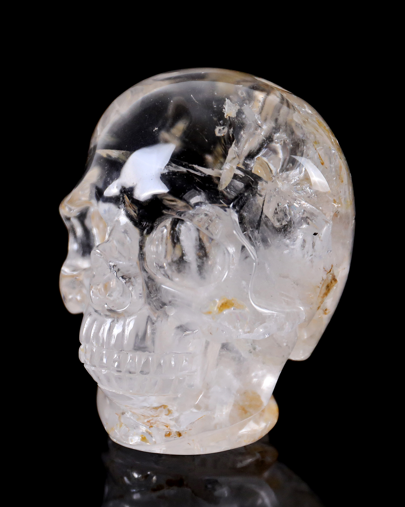 Hand-Carved Clear Quartz Skull-Ultra-Transparent Color & Artisanal Crystal Craft