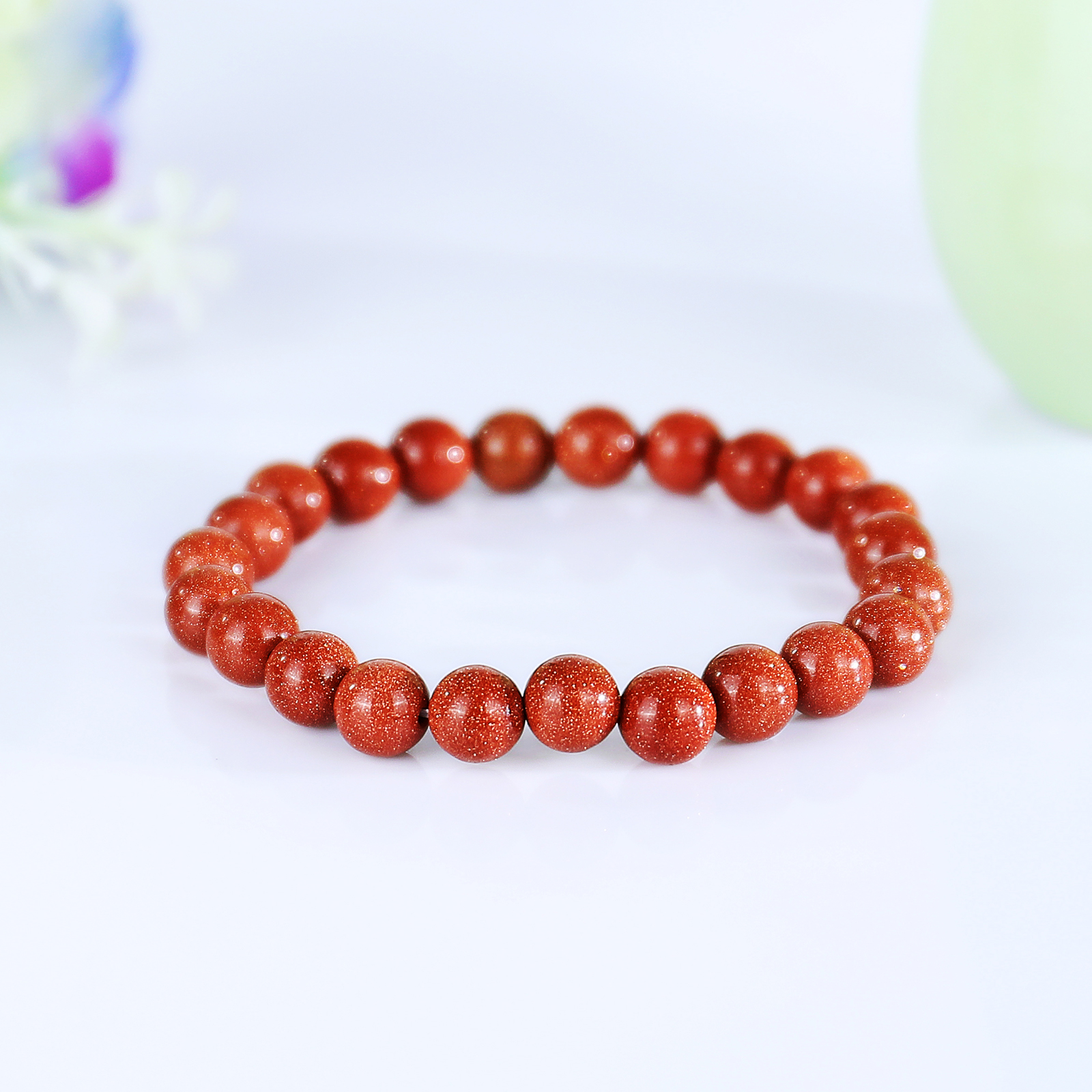 Natural Gold Stone Crystal Bead Bracelet,Healing Energy Bracelet