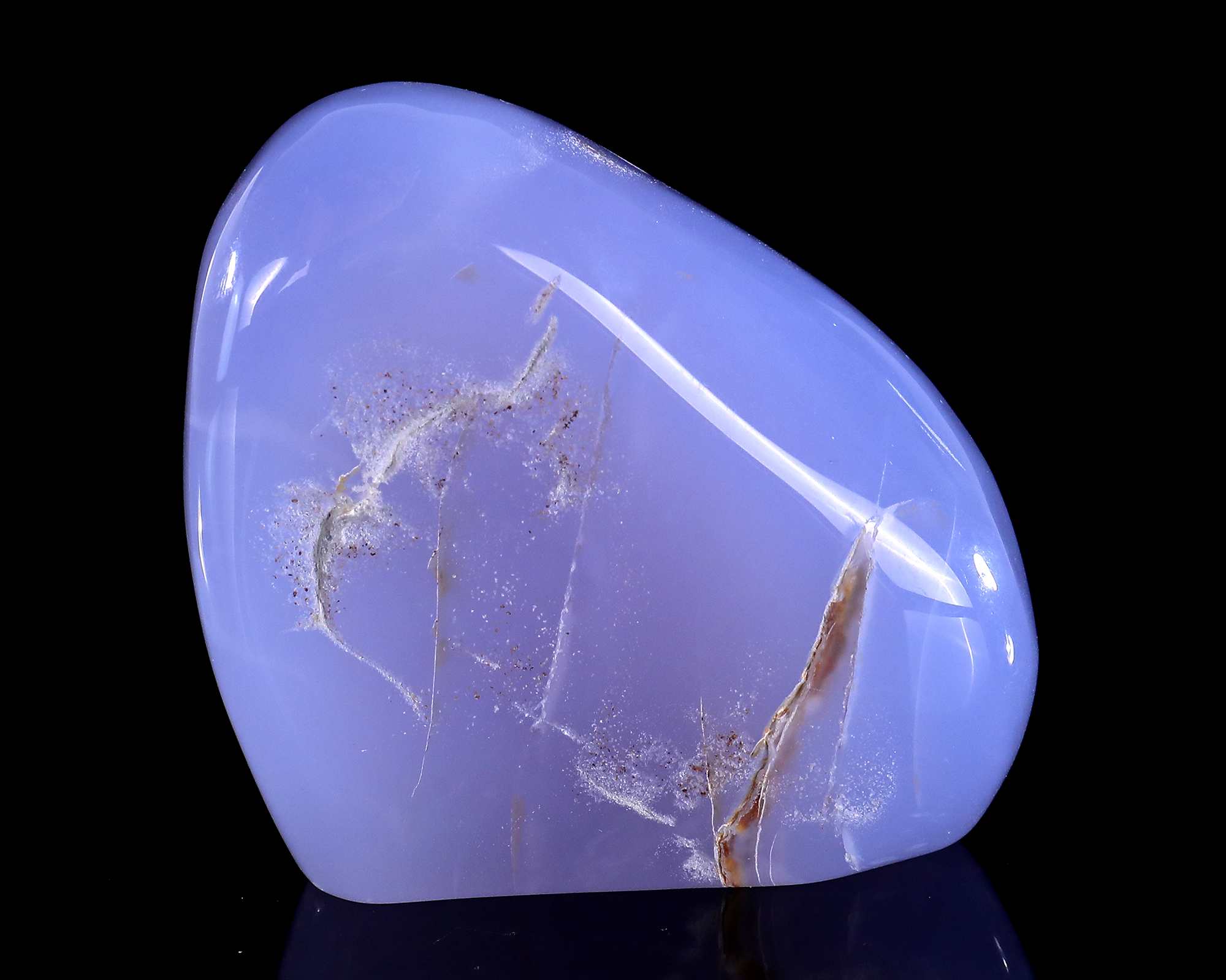 Natural Blue Chalcedony Gemstone Crystal Polished Stone, Healing Stone for Home Decor, Reiki Stone, Free Form Palm Stone