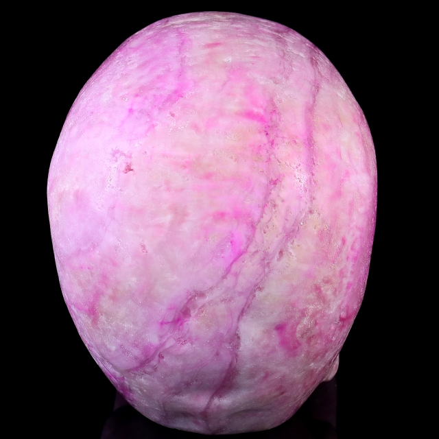 8.1" Pink Aragonite Hand Carved Crystal Realistic Skull Sculpture - Crystal Skull Carving