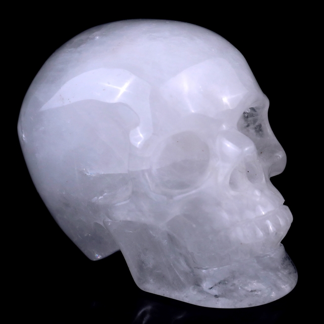 3.0" Angolan Quartz Rock Hand Carved Crystal Realistic Skull Sculpture