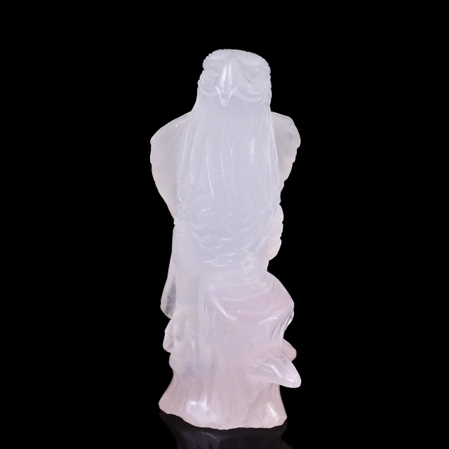 5.2" Rose Quartz Hand Carved Crystal Parrot Sculpture - Healing Crystal Decor