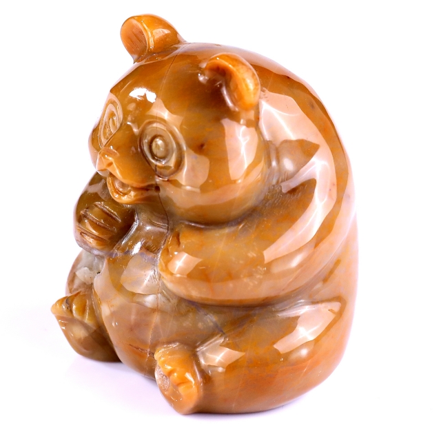 2.8" Chalcedony Hand Carved Crystal Panda Sculpture