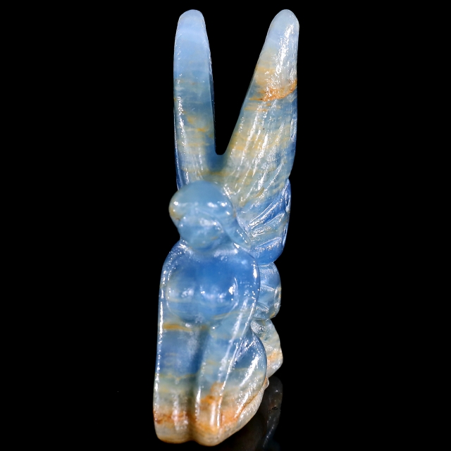 3" Blue Onyx Hand Carved Crystal Flower Faerie Sculpture