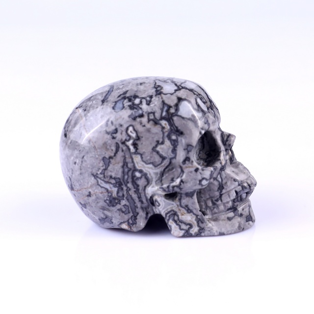 2.2" Map Jasper Hand Carved Crystal Realistic Skull Sculpture