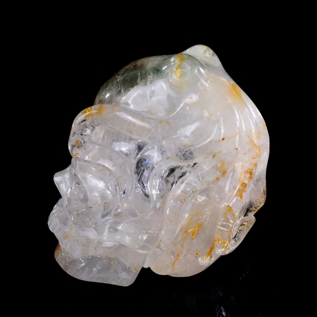 Hand-Carved 4-inch Clear Quartz Skull + Frog – Natural Gemstone Art for Curious Collectors