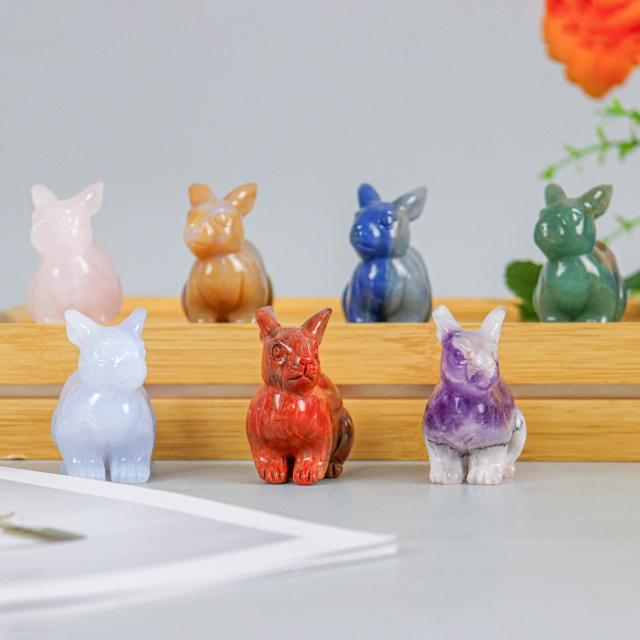 Hand-Carved Mini Jade Rabbit Figurine - 100% Natural Various Jade Materials for Collection & Decoration
