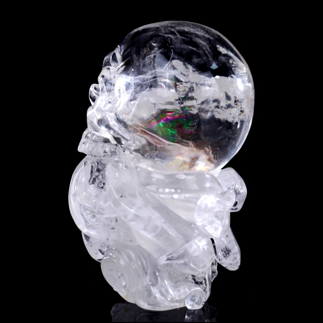 5-inch Clear Quartz Skull with Octopus – Artisanal Crystal Fusion of Mystique & Nature's Precision